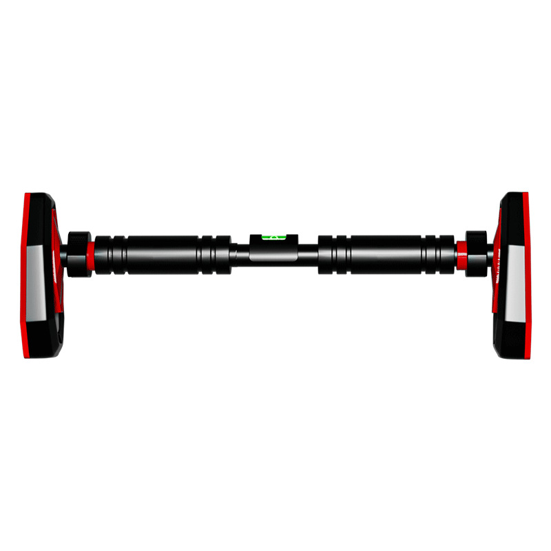 Pull Up Bar - 黒と赤の家庭用、穴あけ不要のドアに取り付けられる懸垂バー。室内でのフィットネスに最適な器具。