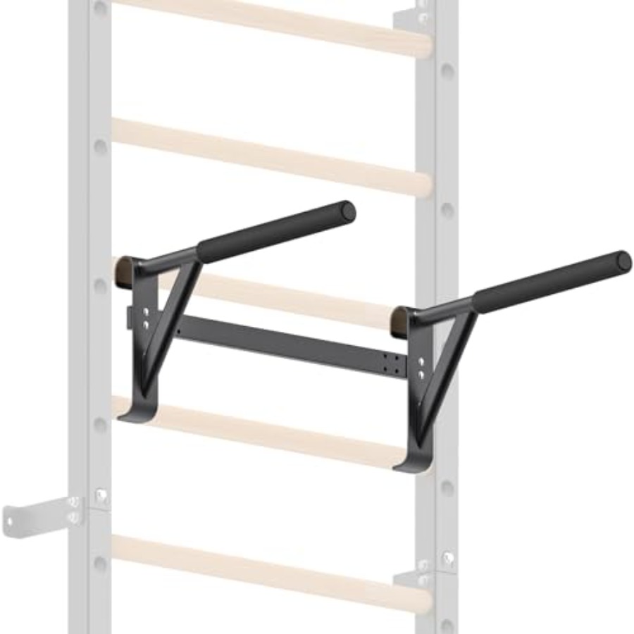 Pull Up Bar - 壁掛け体操用ストールバー 2x2 スウェーデンラダー 1穴付き木製グリップ付き懸垂バー 家庭用壁ジム 学校トレーニング用