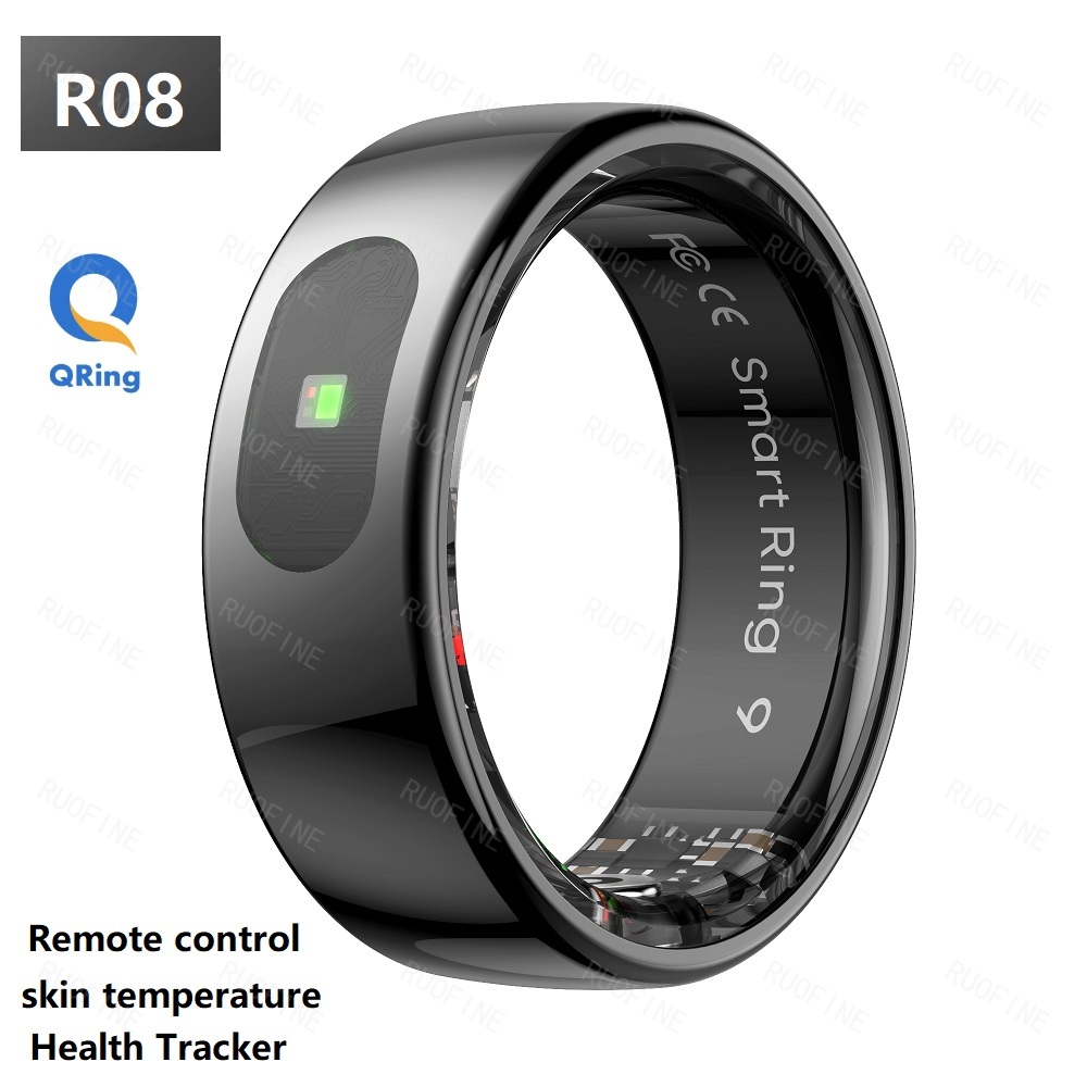 Gymnastic Ring - リング R08 Qring 女性用男性用メッセージ通知リモコン電子モニター睡眠トラッカーフィットネス IOS Android