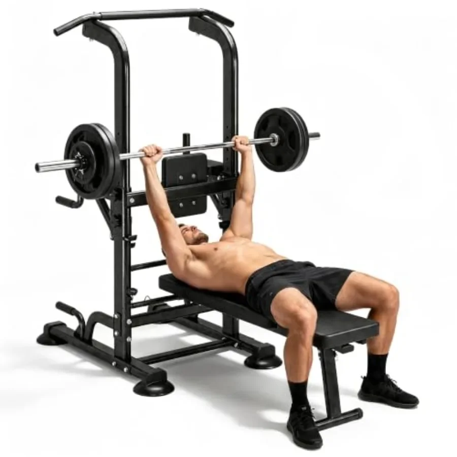 家庭用ジムに最適な、折りたたみ式ダンベルベンチ付きのパワータ - Pull Up Bar のレビューと価格