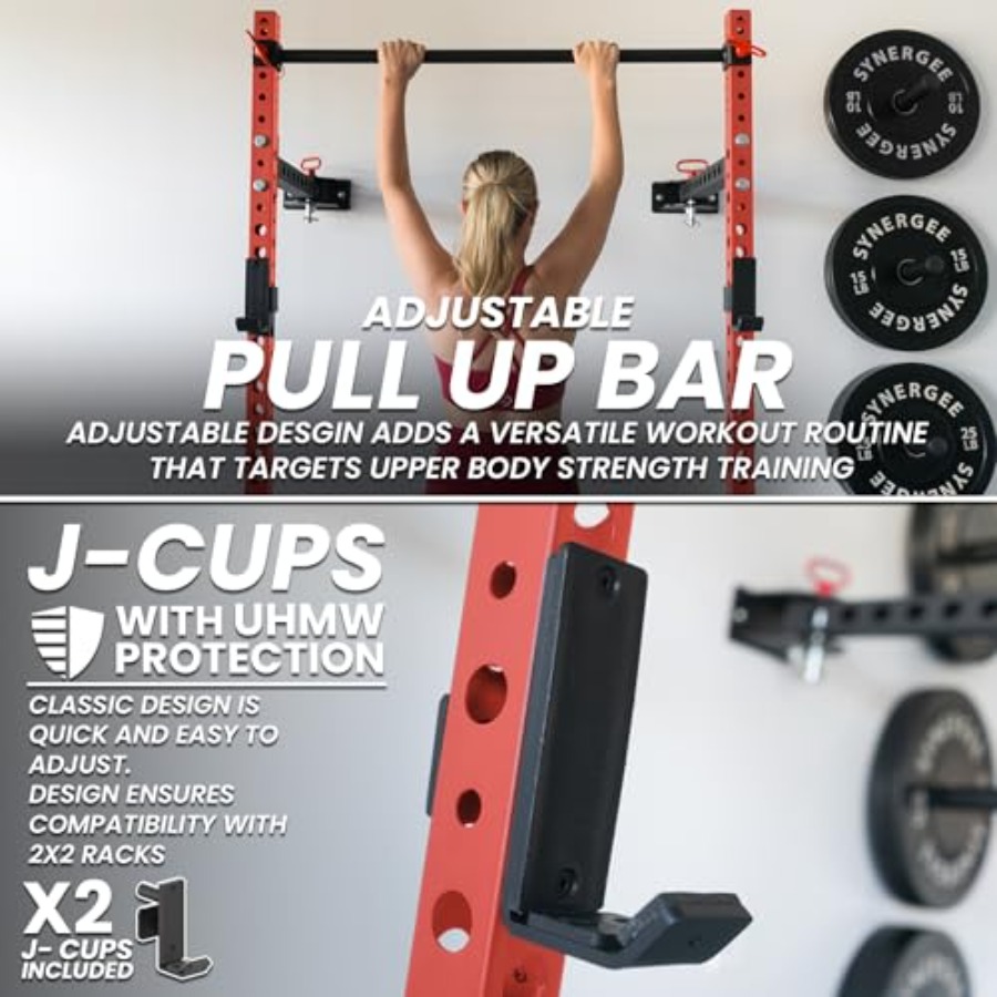 2200シリーズ折りたたみ式スクワットラック（Jカップ付き調 - Pull Up Bar のレビューと価格