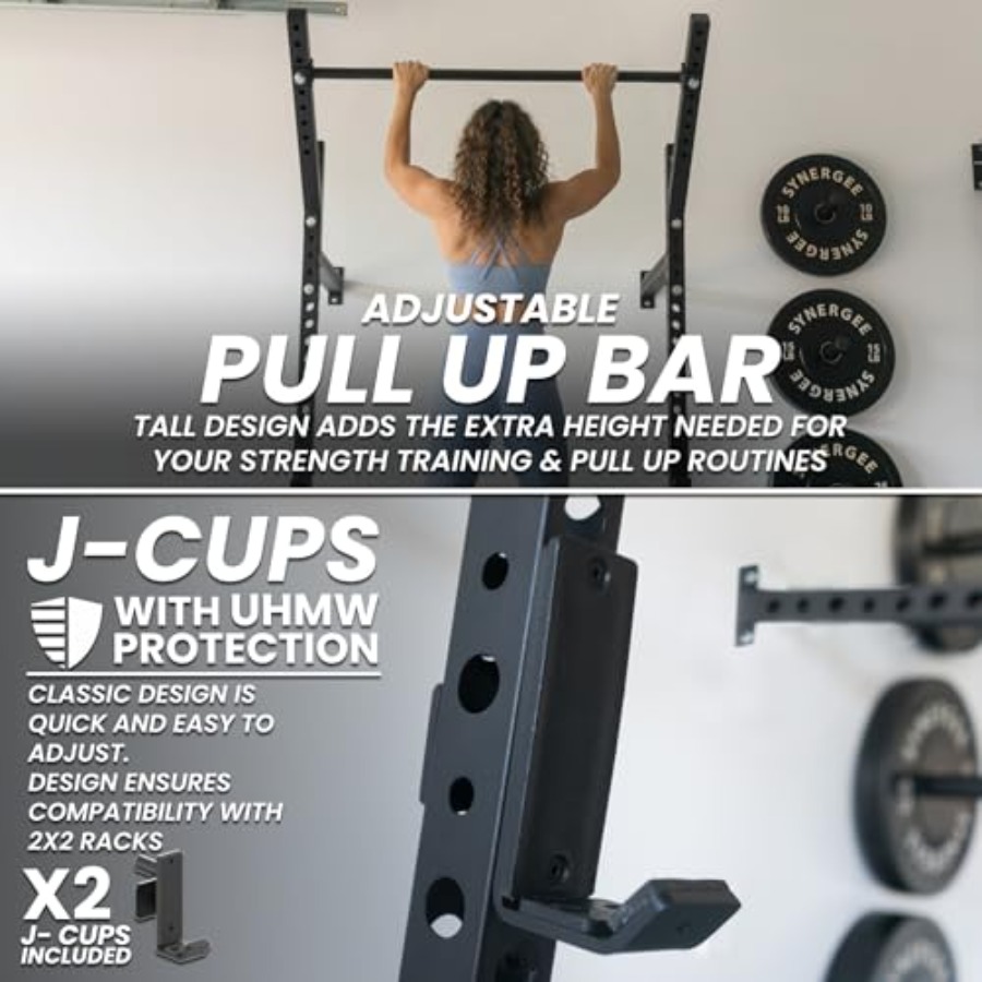 家庭用ジム向け壁掛けスクワットラック、スチール製、黒仕上げ、 - Pull Up Bar のレビューと価格