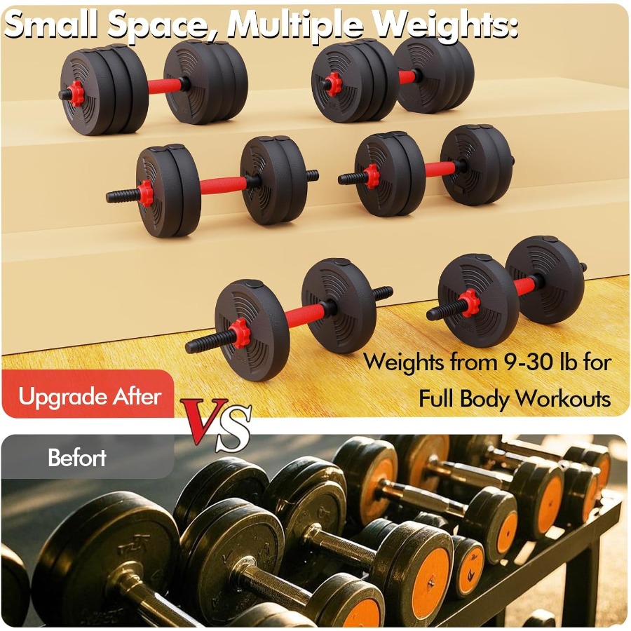 調整可能なダンベルセット。60ポンドのフリーウェイトセットで - Kettlebell のレビューと価格