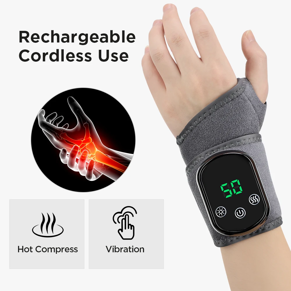 足の熱マッサージャー電気手首加熱パッドラップ温湿布振動マッサ - Wrist Wraps のレビューと価格
